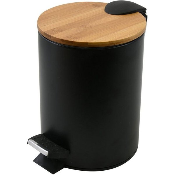spirella Kosmetikeimer ADONIS, Treteimer mit Softclose-Absenkautomatik, herausnehmbarem Inneneimer, Anti-Fingerprint-Beschichtung, matt satiniert, 3L, schwarz m