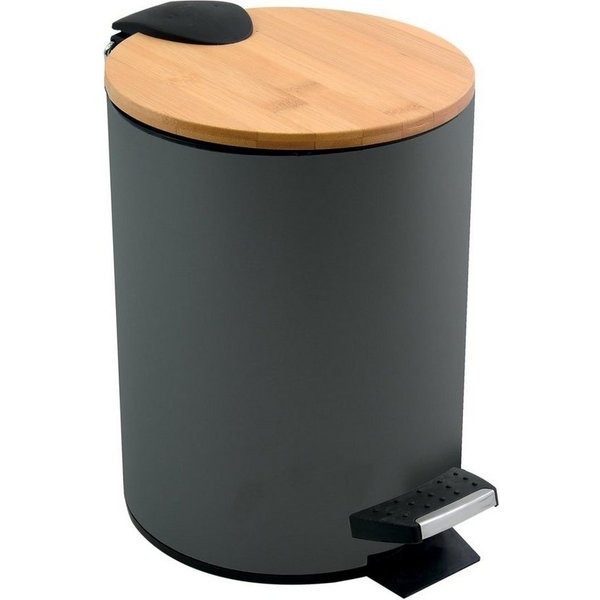 Kosmetikeimer ADONIS, Treteimer mit Softclose-Absenkautomatik, herausnehmbarem Inneneimer, Anti-Fingerprint-Beschichtung, matt satiniert, 3L, anthrazit grau mat