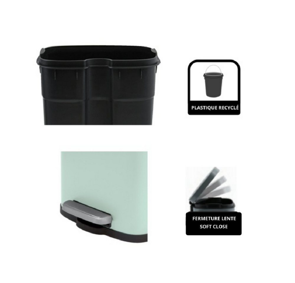 spirella Kosmetikeimer AKIRA, Treteimer mit Softclose-Absenkautomatik, herausnehmbarem Inneneimer, Anti-Fingerprint-Beschichtung, 5L, ice grün – Bild 3 von 4