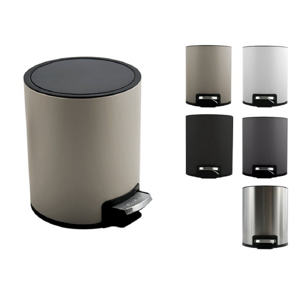 spirella Kosmetikeimer RIKU, Treteimer mit Softclose-Absenkautomatik, herausnehmbarem Inneneimer, Anti-Fingerprint-Beschichtung, 3L, taupe – Bild 5 von 5