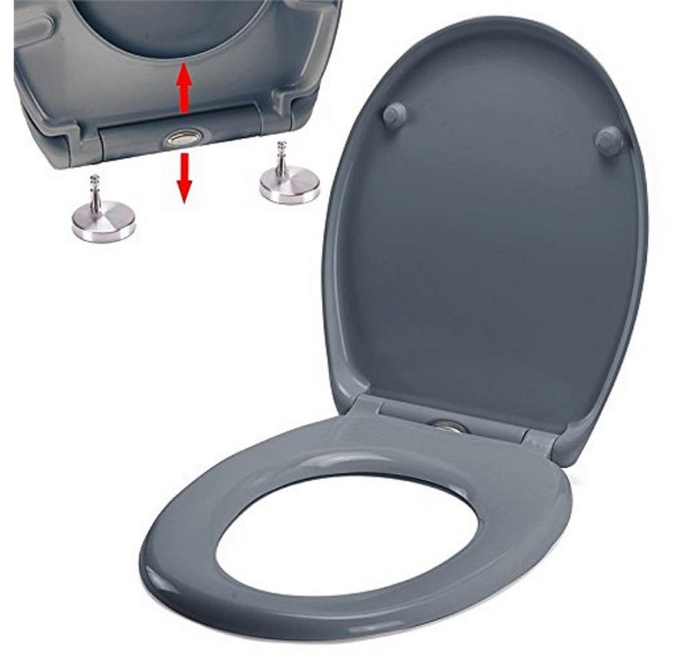 spirella WC-Sitz EASY CLIP, Premium Toilettendeckel aus Duroplast, Edelstahl Scharniere mit Quick-Release-Funktion zur einfachen Schnellreinigung, Soft Close Ab – Bild 2 von 5
