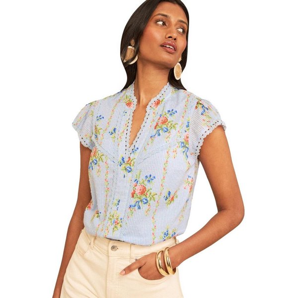 Love & Roses Spitzenbluse Love & Roses Shelltop mit Spitzensaum, Regular (1-tlg)