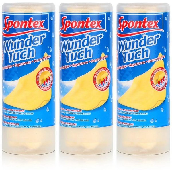 SPONTEX Spontex Wundertuch - Reinigt, Trocknet und Poliert (3er Pack) Reinigungstücher