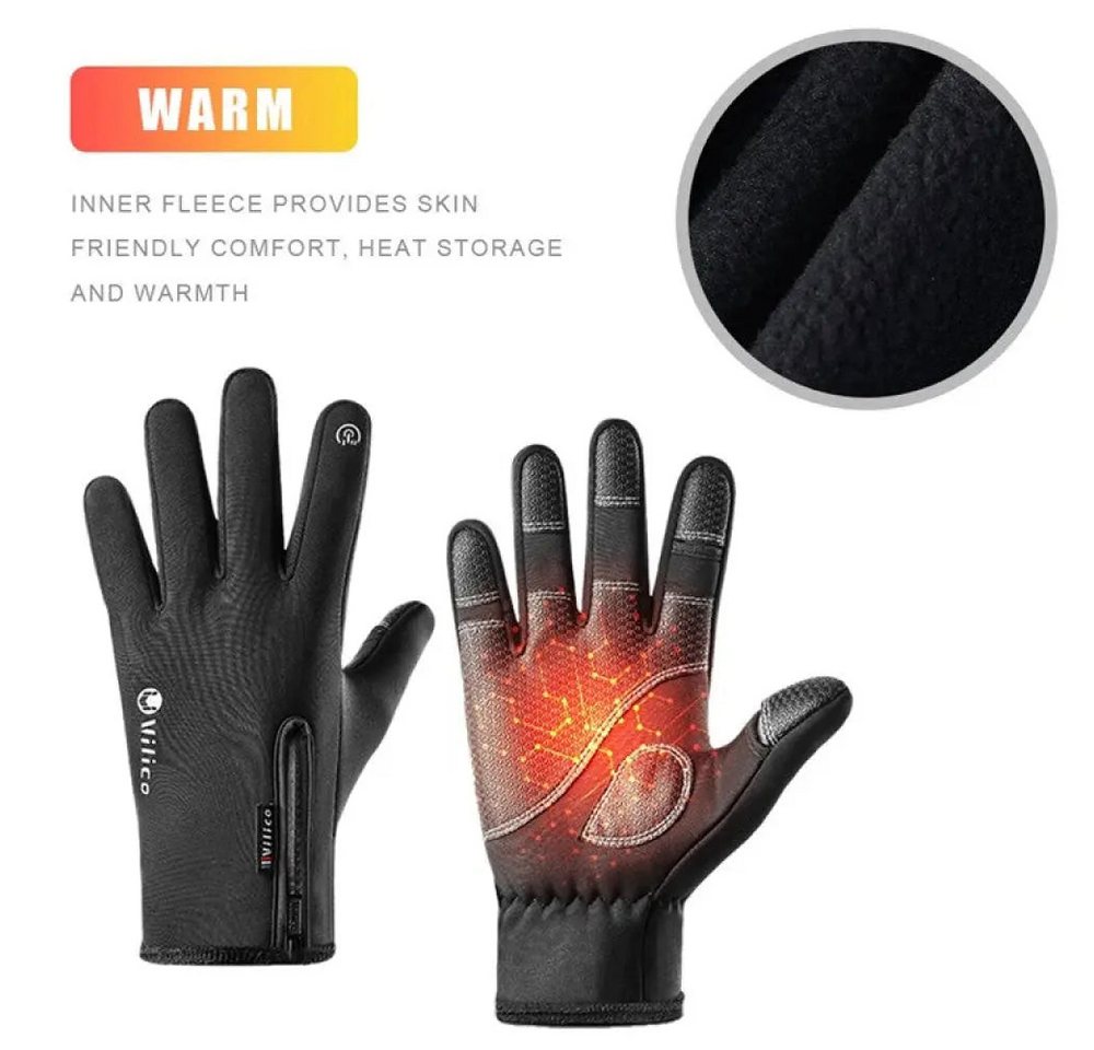 Sport-Knight® Multisporthandschuhe Winterhandschuhe Touchscreen, klappbar, warm & winddicht, rutschfest Touchscreen-kompatibel – Bild 4 von 5