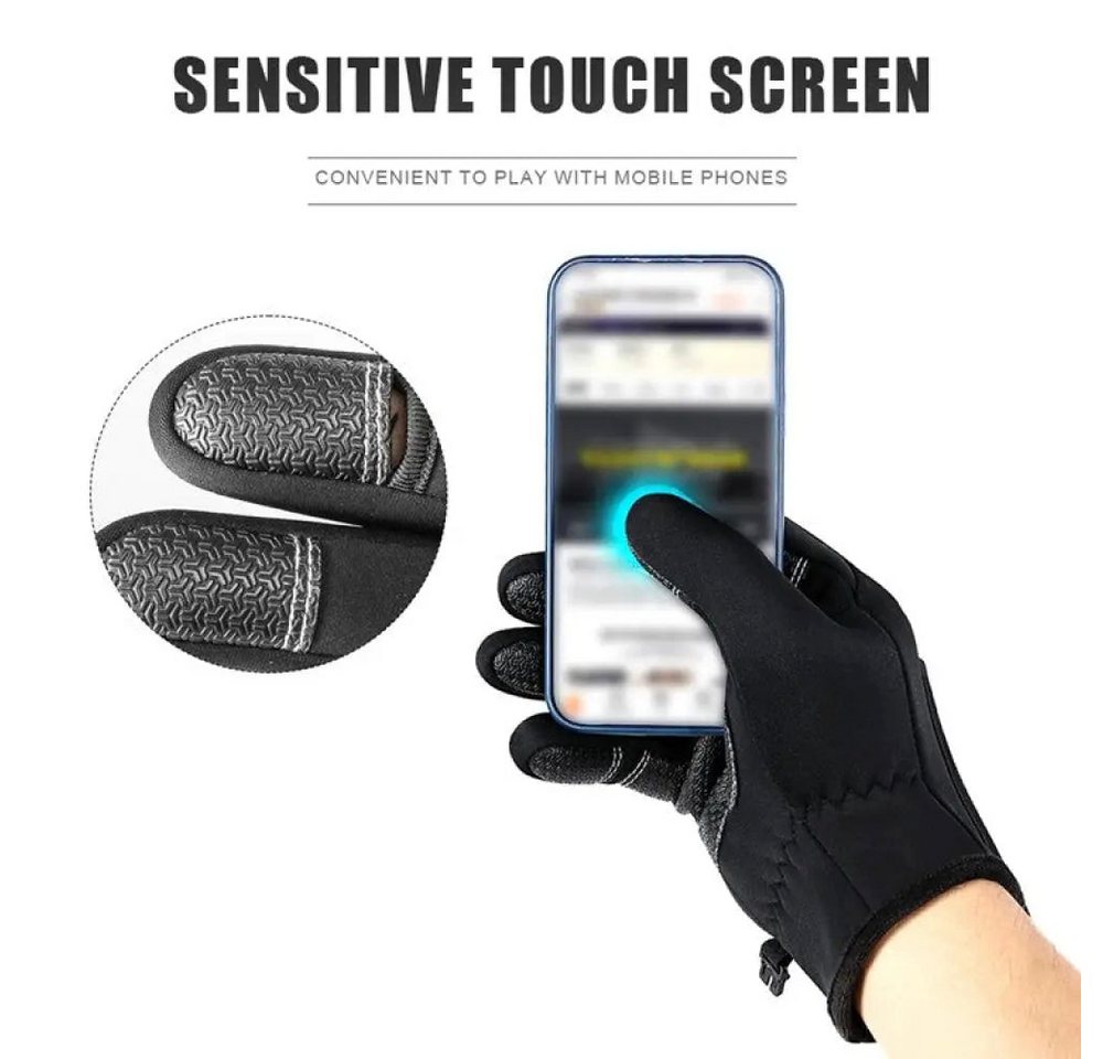 Sport-Knight® Multisporthandschuhe Winterhandschuhe Touchscreen, klappbar, warm & winddicht, rutschfest Touchscreen-kompatibel – Bild 5 von 5