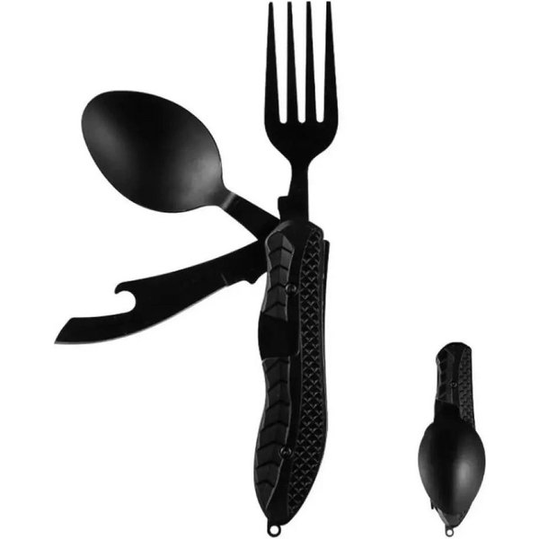 Sport-Knight® Multitool 4-in-1 Edelstahl Campingbesteck – faltbar, trennbar & robust