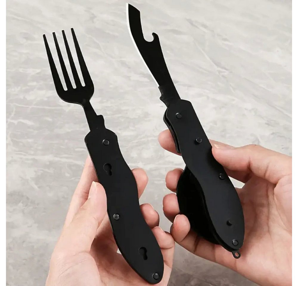 Sport-Knight® Multitool 4-in-1 Edelstahl Campingbesteck – faltbar, trennbar & robust – Bild 2 von 5