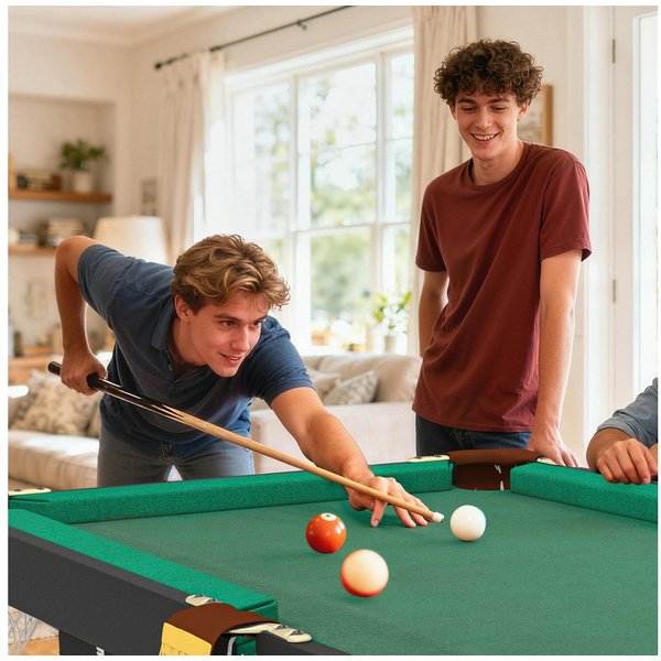 SPORTNOW Billardtisch 4,6ft klappbar, mit Zubehör, 16 Kugeln, (Spieltisch, 1-tlg), für Jugend, Erwachsene, Stahl, Grün