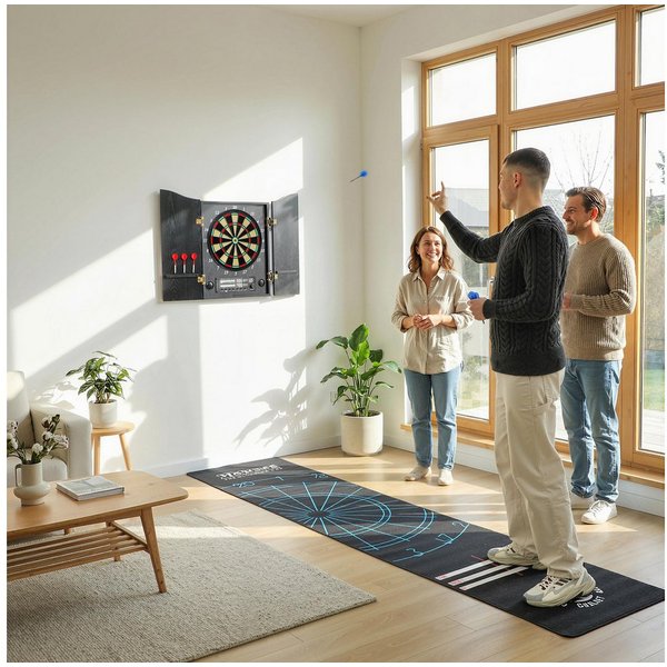 SPORTNOW Dartscheibe Elektronische mit Schrank, Holzoptik, 6 Softdarts, (Dartautomat, 31-tlg., E Dartboard), für 1-8 Spieler