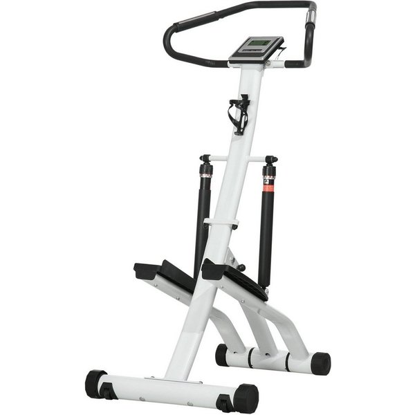 SPORTNOW Stepper mit Handgriff, Fitness Heimtrainer mit LCD-Bildschirm Schwarz+Silber (Set, 1-tlg., Heimtrainer mit 12 Widerstandsstufen für Zuhause), 80L x 61B