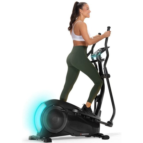 Sportstech Crosstrainer CX700, Transportrollen, integrierte Handpulssensoren, Tablethalterung