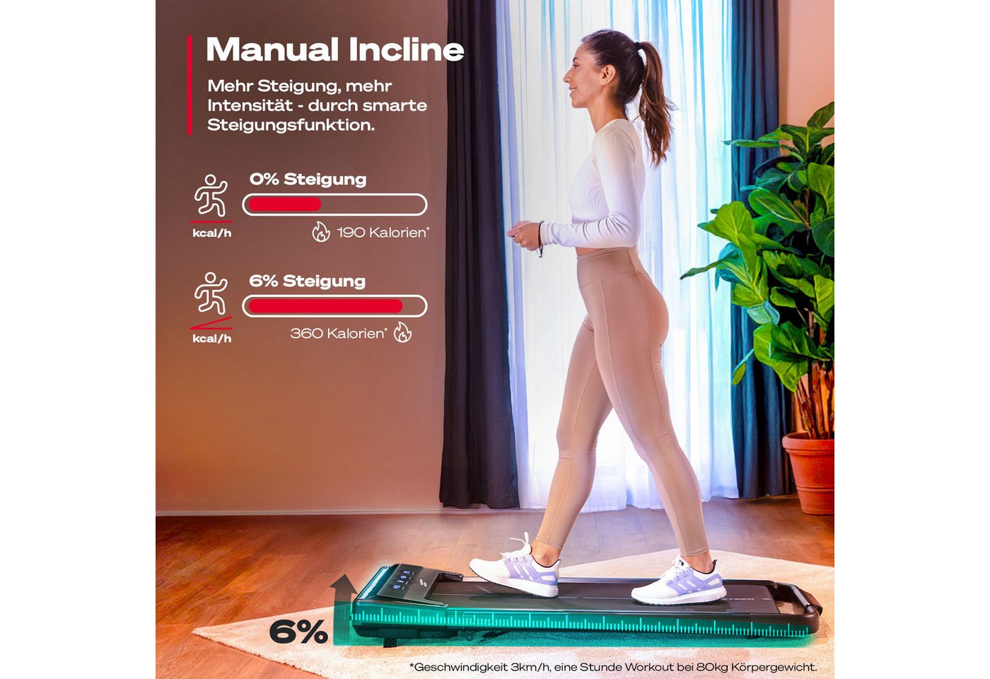 Sportstech Laufband sWalk Lite Plus, 2in1 Walking Pad für zu Hause, Transportrollen, Steigung, 12km/h – Bild 2 von 5