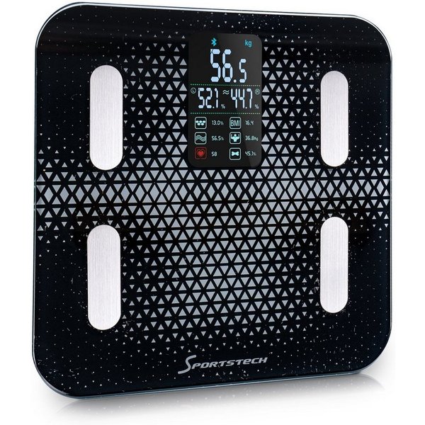 Sportstech Personenwaage BBS300, Körperfett & Muskelmasseanalyse, Bluetooth