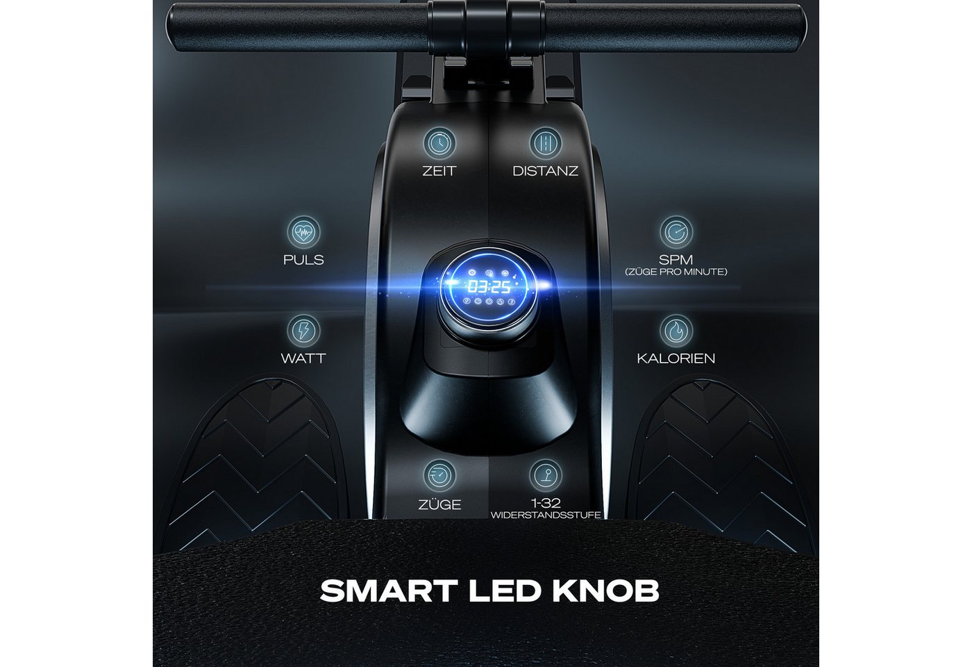 Sportstech Rudergerät SP_PROwer, LED Knob Display, 32 Widerstandsstufen, Tablethalterung – Bild 4 von 5