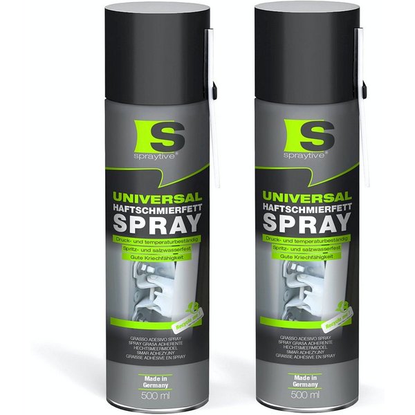 Spraytive Schmierfett 2x 500 ml Universal Haftschmierfett-Spray – Schmierfett & Kriechöl, Made in Germany