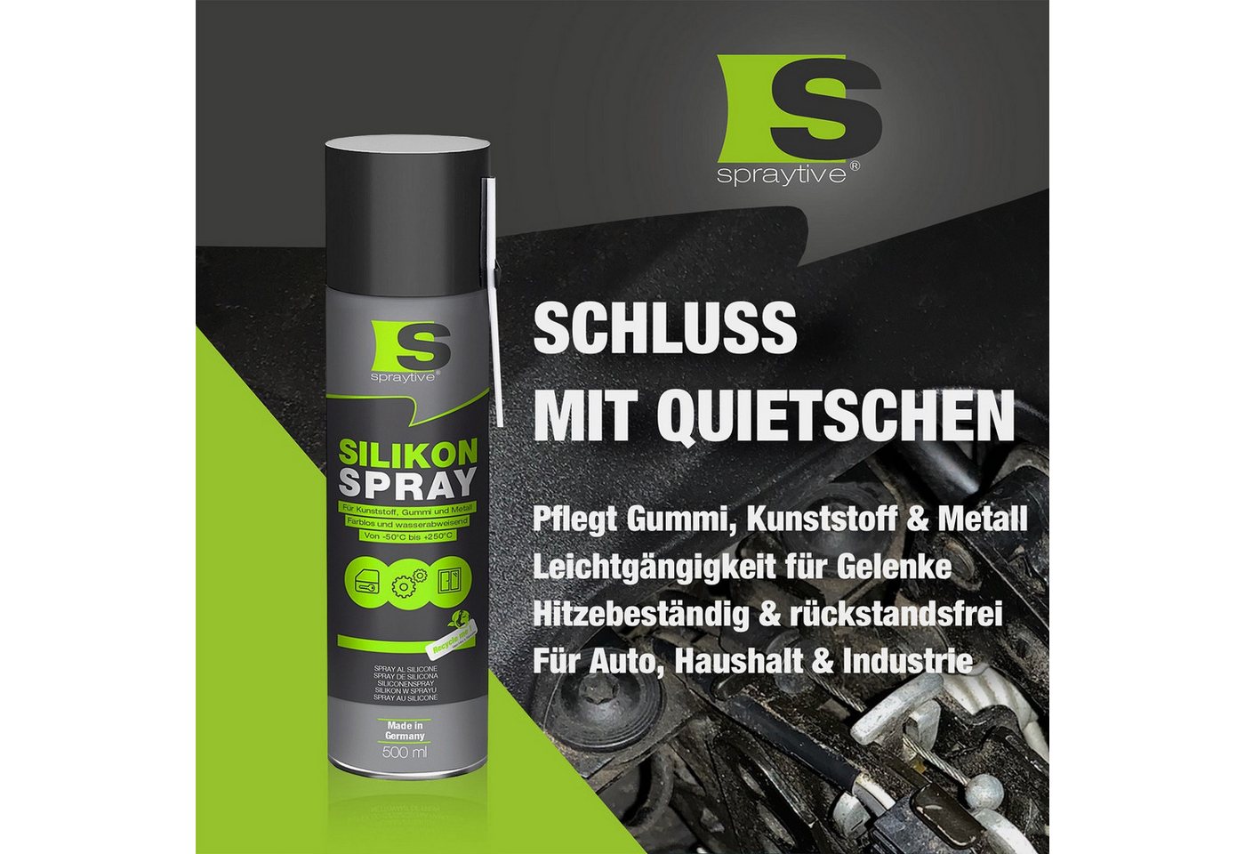 Spraytive Silikonöl 2x 500ml Silikonspray – farbloses Schmiermittel & Gleitmittelspray, Made in Germany – Bild 2 von 5