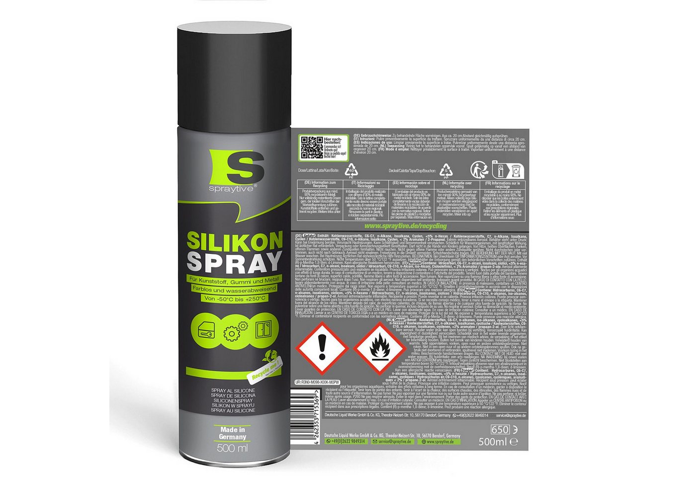Spraytive Silikonöl 2x 500ml Silikonspray – farbloses Schmiermittel & Gleitmittelspray, Made in Germany – Bild 5 von 5