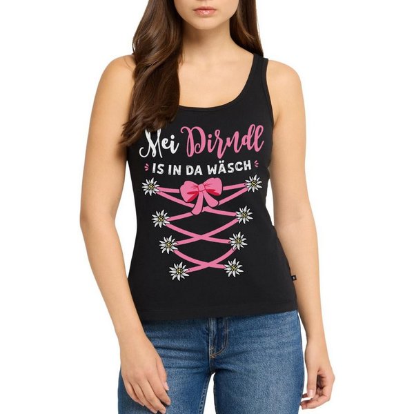 Spreadshirt T-Shirt Dirndl Mit Blumen Und Bindeoptik Premium Tank Top Damen (1-tlg)