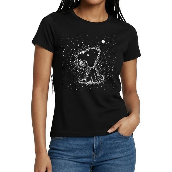 Spreadshirt T-Shirt Peanuts Snoopy Sterne Sternzeichen Frauen T-Shirt (1-tlg) Slim Fit, fällt klein aus