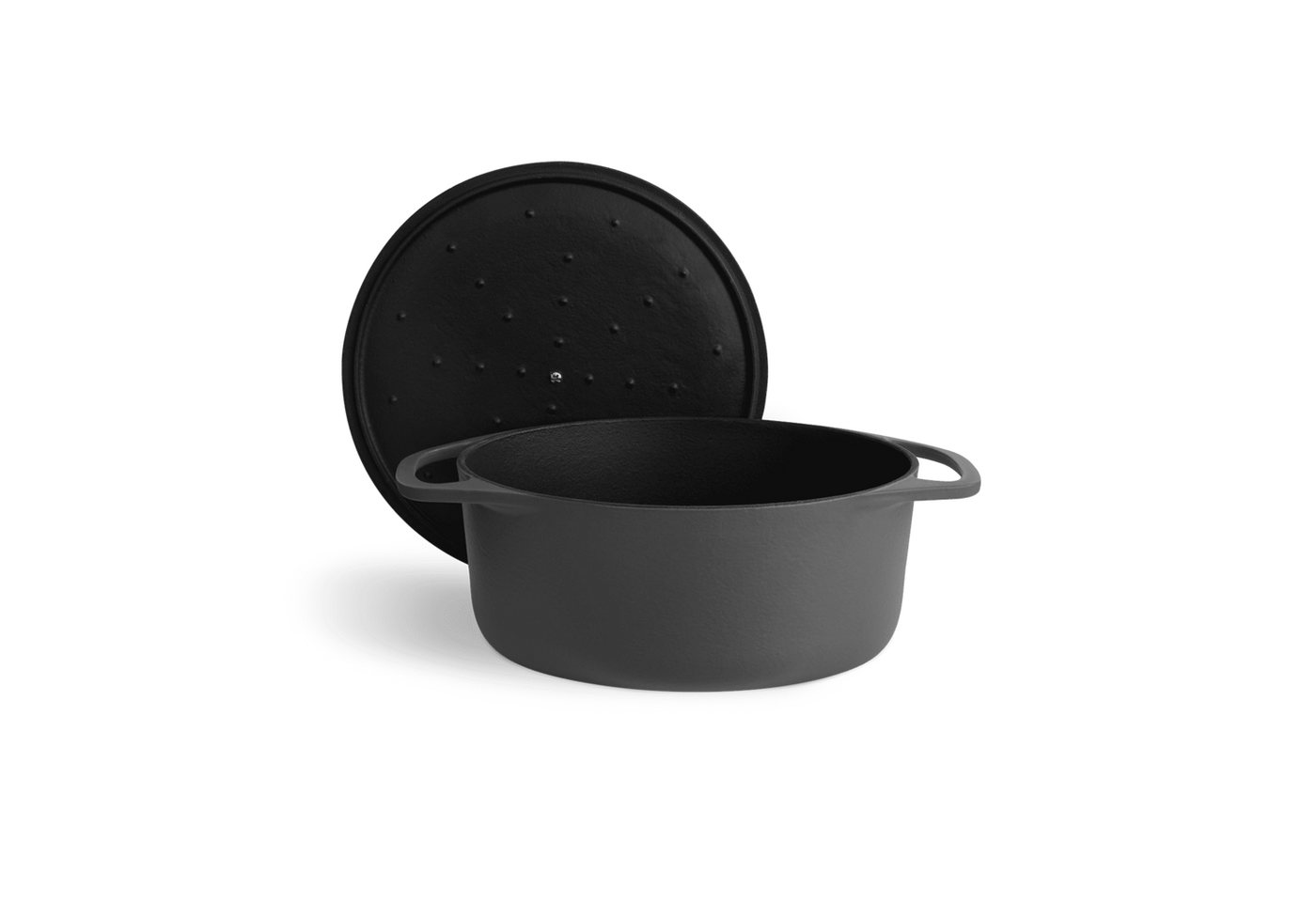 Springlane Bräter Cocotte Grau mit Deckel, Gusseisen, 6 L, Ø 28cm, Rund, Gusseisen, Ideale Feuchtigkeitsverteilung durch Tropfenstruktur – Bild 3 von 5