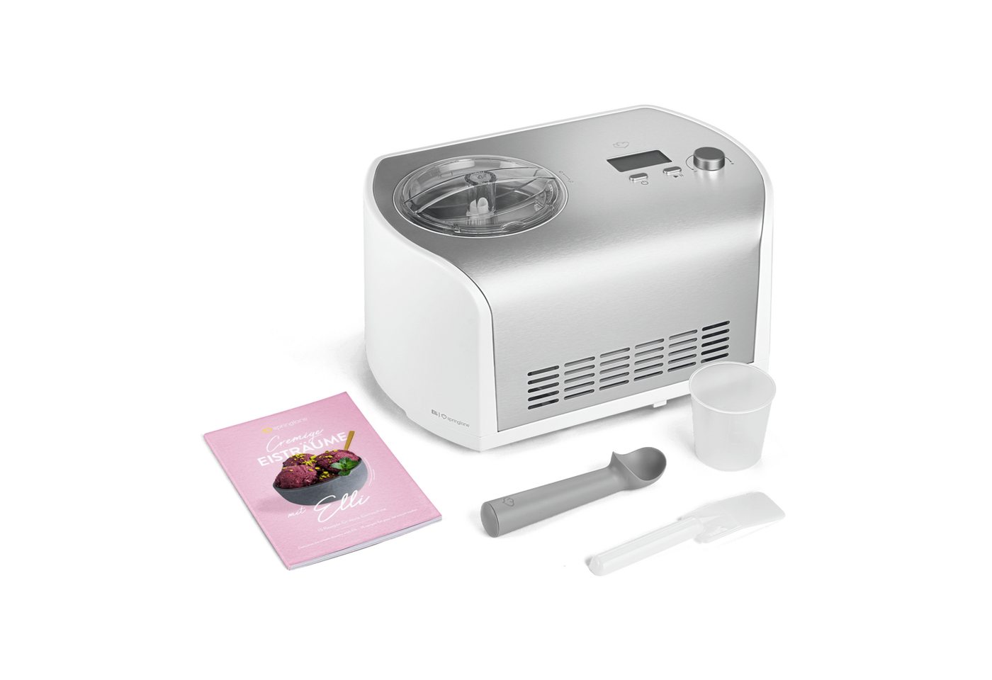 Springlane Eismaschine Elli selbstkühlend - Kompressor & LCD-Display, 1,20 l, 135,00 W, Eiscreme in 45 Min - Eiscrememaschine aus Edelstahl – Bild 3 von 5