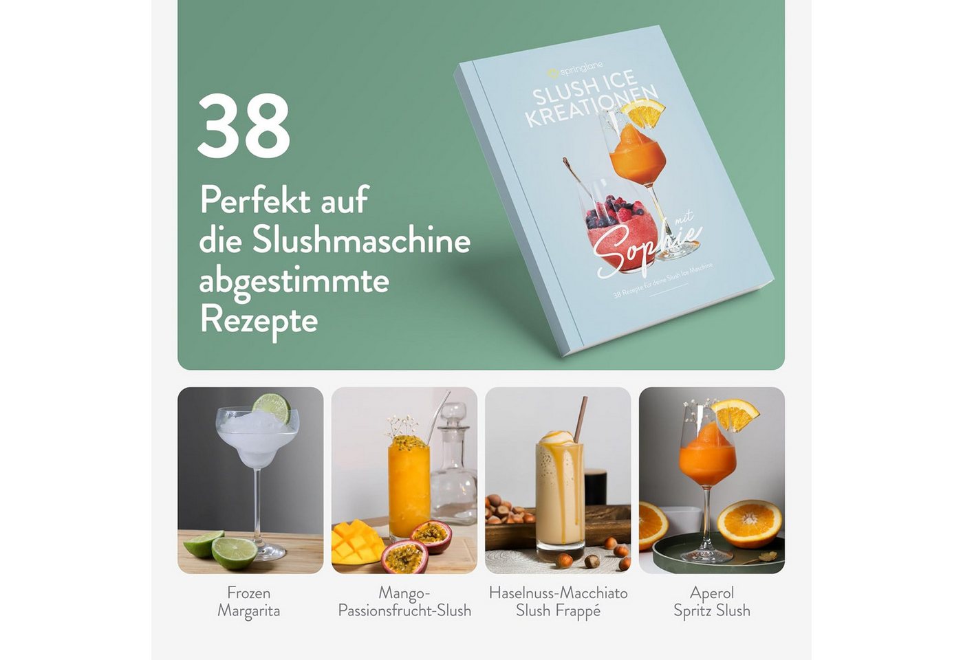 Springlane Slush-Eismaschine Sophie, 5-in-1 Slushmaker, 2 Liter, Quickfreeze, Rezeptbuch, Geräuscharm, Selbstreinigung, einstellbare Konsistenz, 12h kühlhalten – Bild 3 von 5