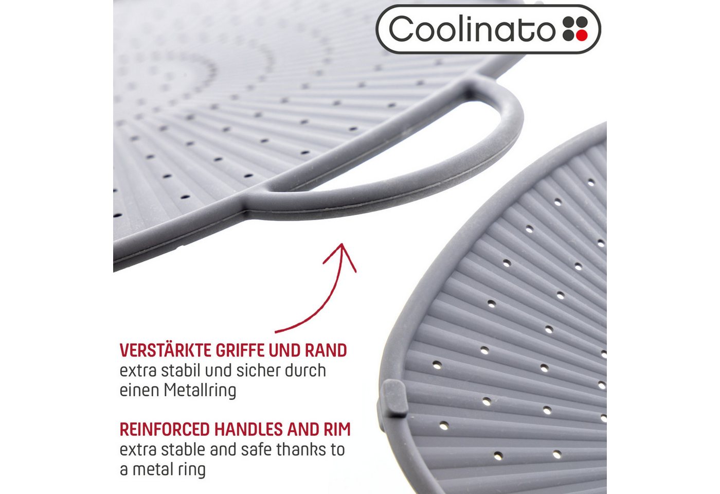 Coolinato Spritzschutzdeckel Coolinato Silikon Universal Spritzschutz 3in1 GRAU, (1-tlg) – Bild 3 von 5