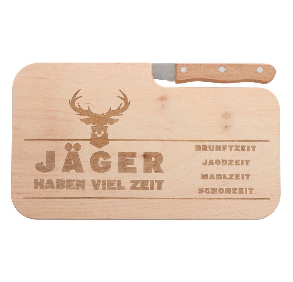 Spruchreif® Schneidebrett Brotzeitbrett mit Messer, Männergeschenke, Geschenk Jagdsport – Bild 2 von 3