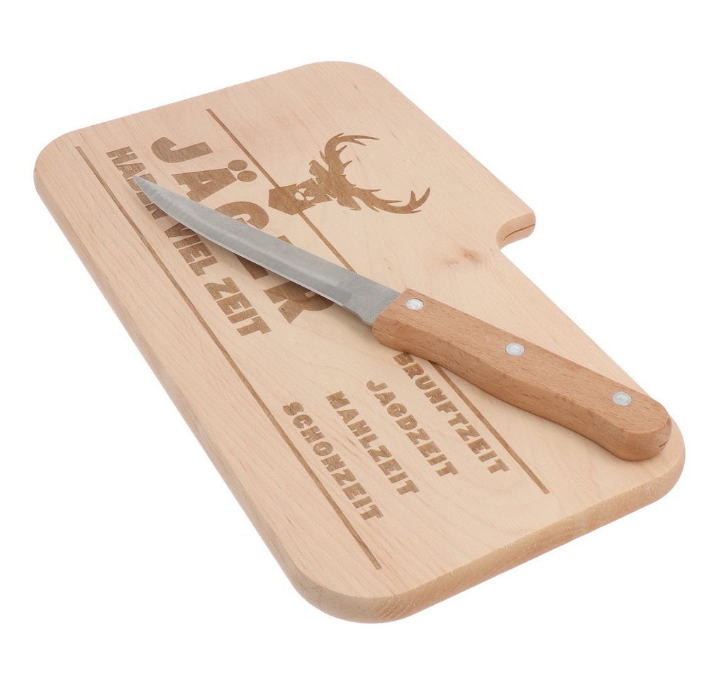 Spruchreif® Schneidebrett Brotzeitbrett mit Messer, Männergeschenke, Geschenk Jagdsport – Bild 3 von 3