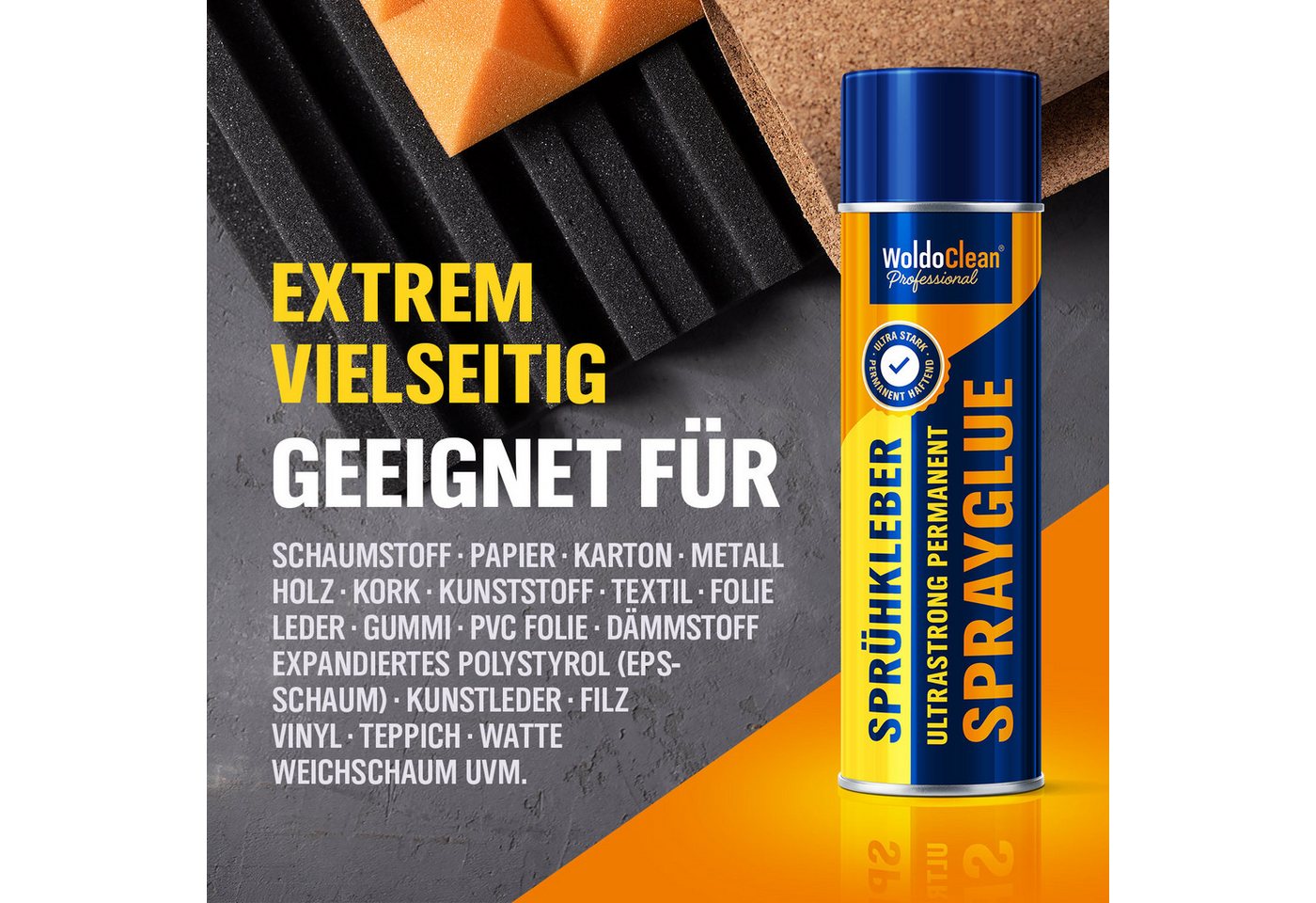 WoldoClean Sprühkleber WoldoClean Sprühkleber Auto Dachhimmel Schaumstoff 500ml, hitzebeständig Klebespray, Textilkleber, schnell trocknend – Bild 3 von 5