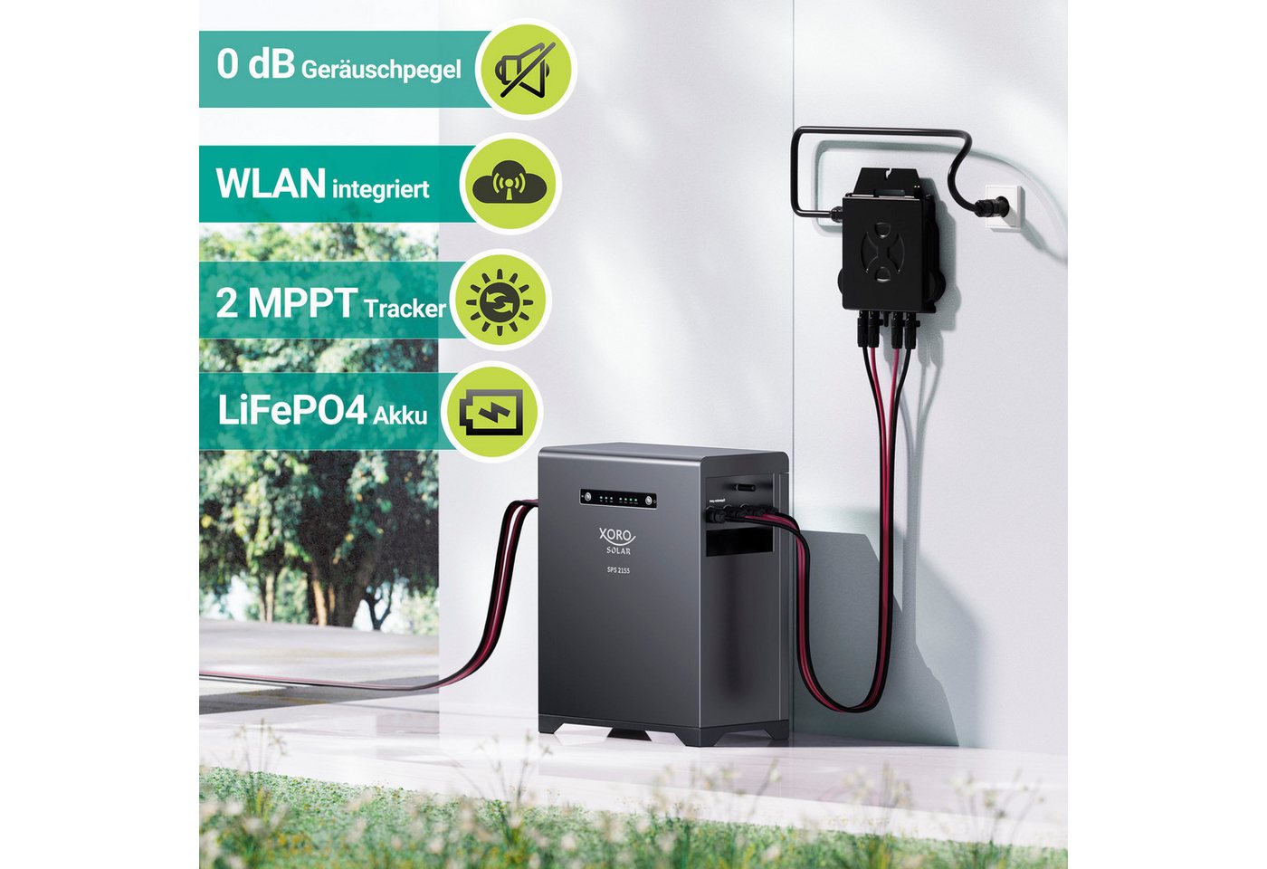 Xoro SPS 2155 mit 4x SPP16A Smart Plug Stromspeicher XORO SOLAR SPS 2155 630000 mAh (1 St), 2016 Wh LiFePO₄‑Speicher, erweiterbar bis 6048 Wh – Bild 2 von 5