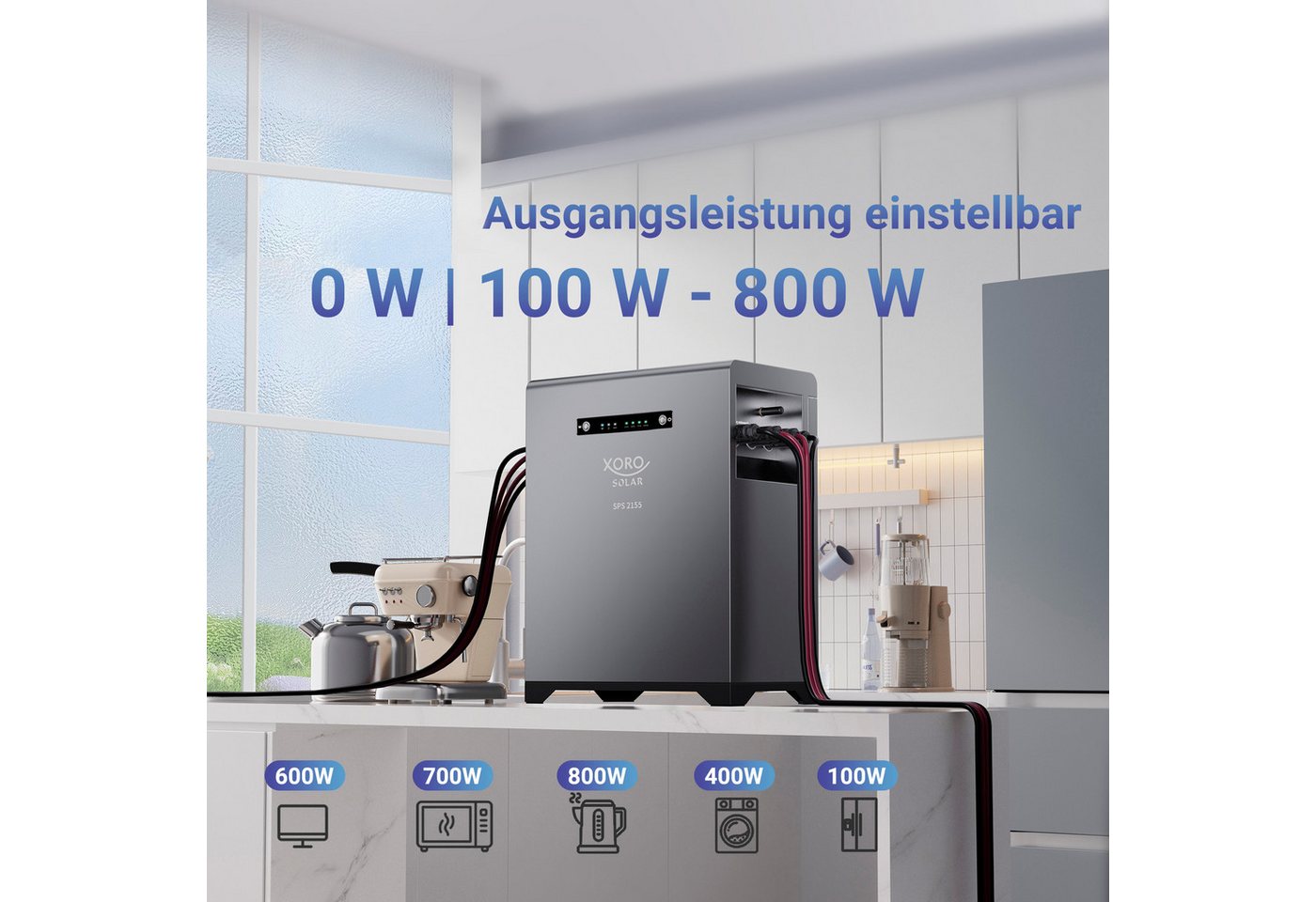 Xoro SPS 2155 mit 4x SPP16A Smart Plug Stromspeicher XORO SOLAR SPS 2155 630000 mAh (1 St), 2016 Wh LiFePO₄‑Speicher, erweiterbar bis 6048 Wh – Bild 5 von 5