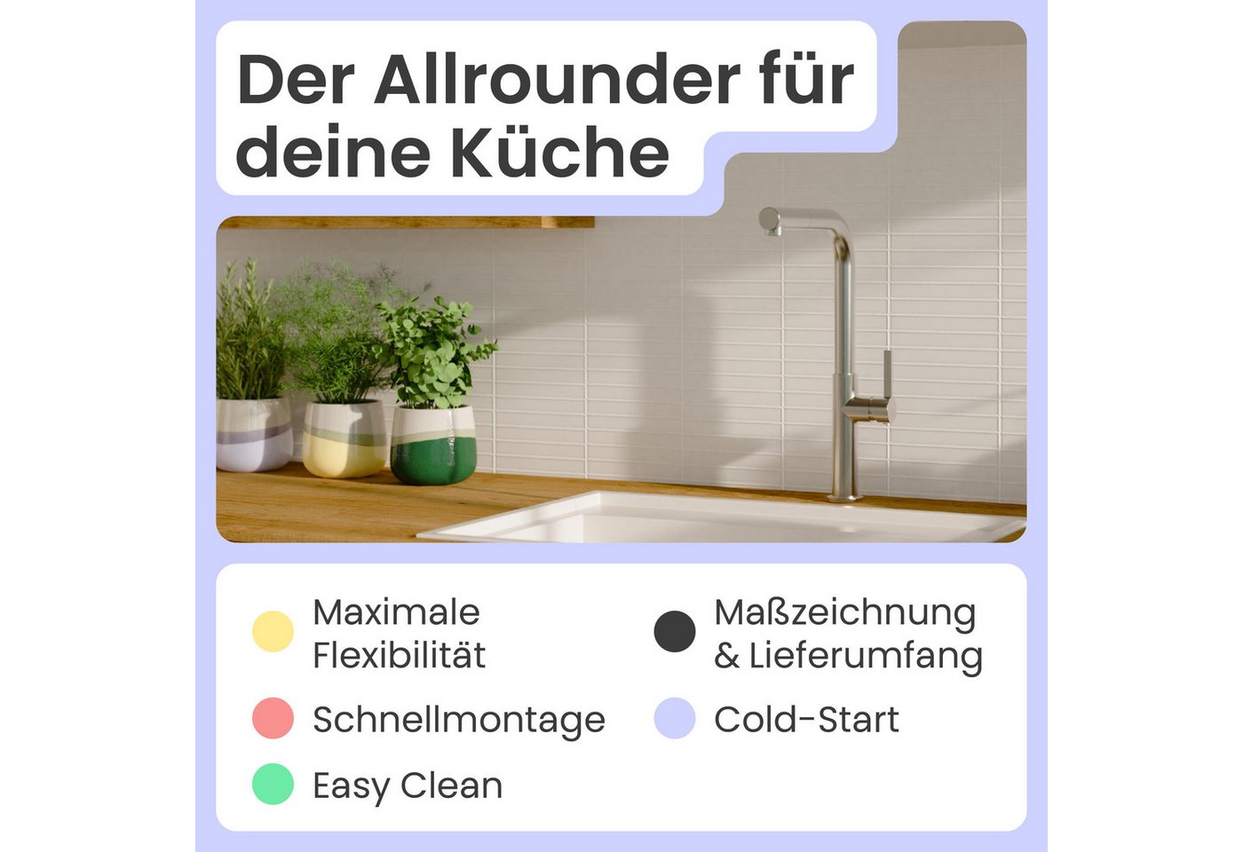 instmaier Spültischarmatur instmaier Cassia, Spültischarmatur, Auslauf ausziehbar edelstahl, Küchenarmatur – Bild 2 von 5