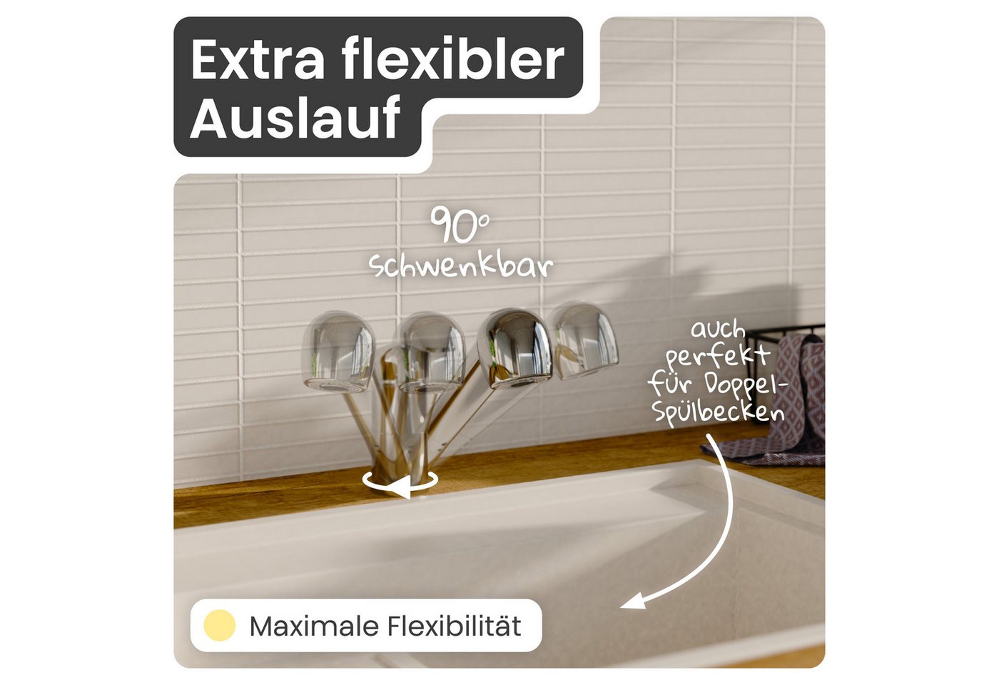instmaier Spültischarmatur instmaier Elena, Wasserhahn Küche, Mit Geschirrbrause ausziehbar, 2 Strahlarten – Bild 4 von 5