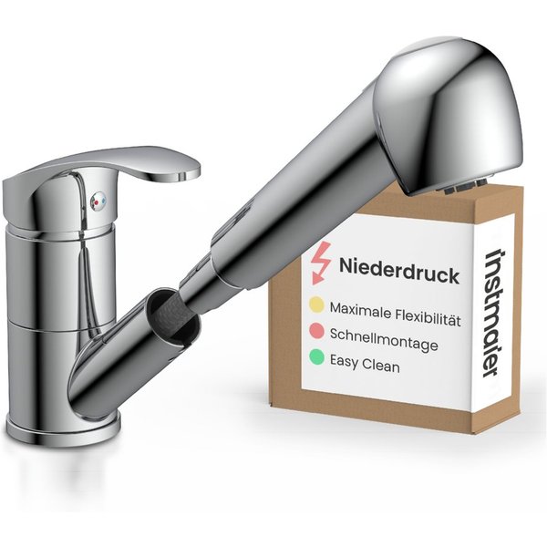 instmaier Spültischarmatur instmaier Elena, Wasserhahn Küche, Mit Geschirrbrause Niederdruck-Armatur, ausziehbar, 2 Strahlarten