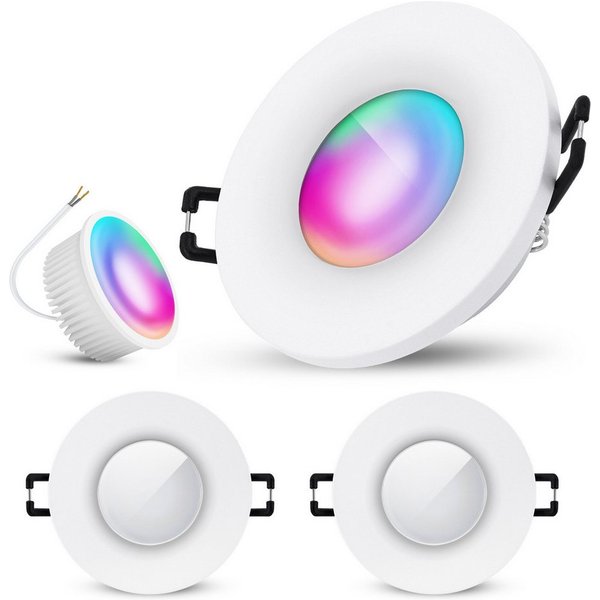 SSC-LUXon LED Außen-Deckenleuchte Einbaustrahler BEDA in weiss matt & rund IP65 mit Modul LED RGB WLAN, Neutralweiß, Warmweiß, Tageslichtweiß