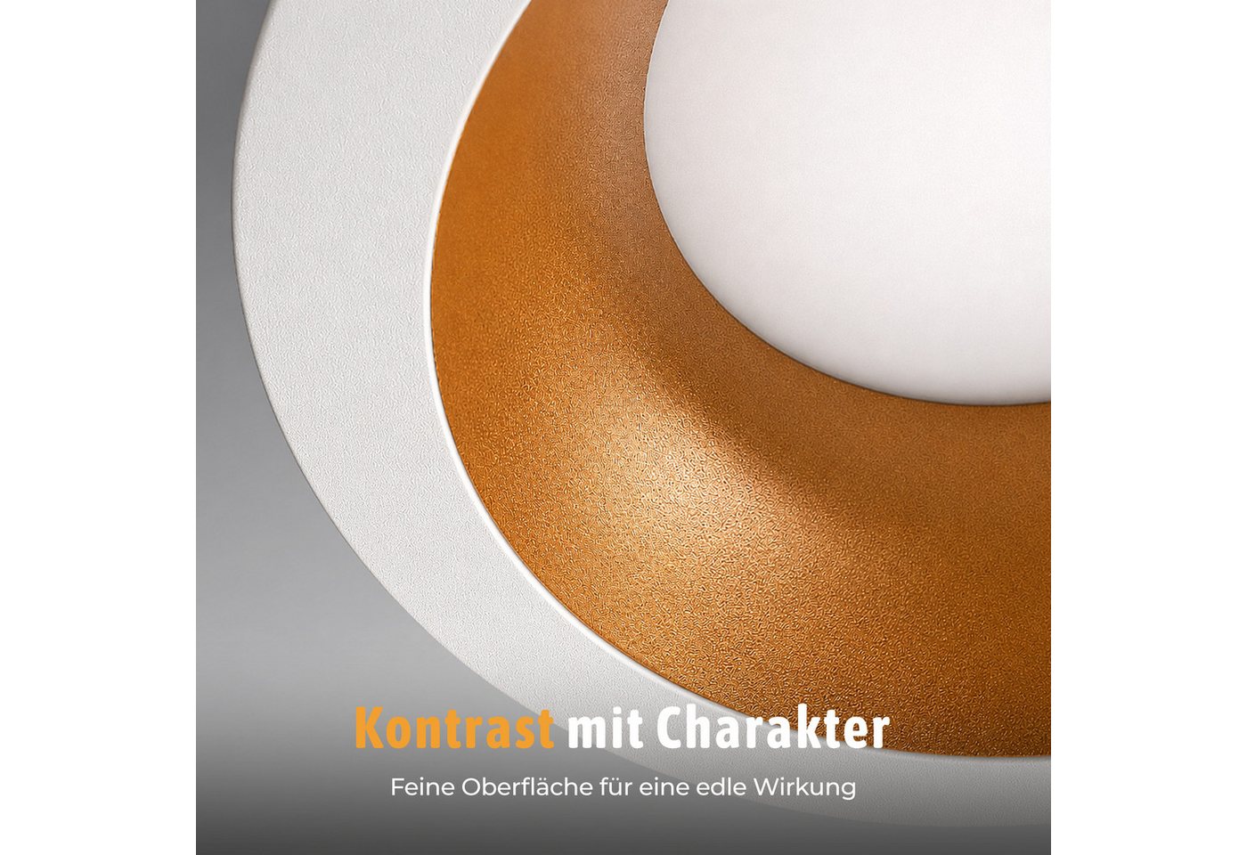 SSC-LUXon LED Einbaustrahler GEXIA Einbaustrahler weiß gold Ø11cm LED GX53 3in1 Lichtfarbe 3W 230V, Neutralweiß, Warmweiß, Tageslichtweiß – Bild 5 von 5