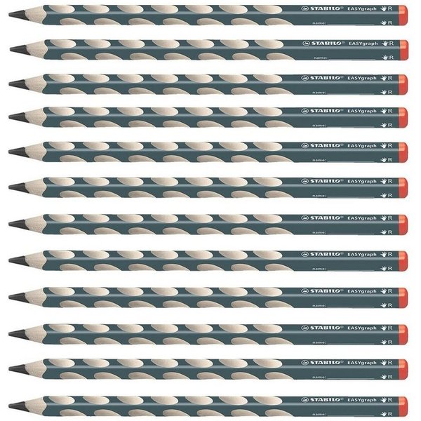 STABILO Bleistift EASYgraph, (12-tlg), HB (mittelweich), Dreikant, für Rechtshänder, mit Namensfeld