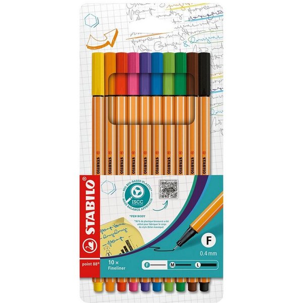 STABILO Fineliner "point 88", ISCC Plus 96%, 10er-Set