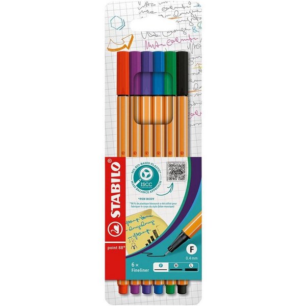 STABILO Fineliner "point 88", ISCC Plus 96%, 6er-Set