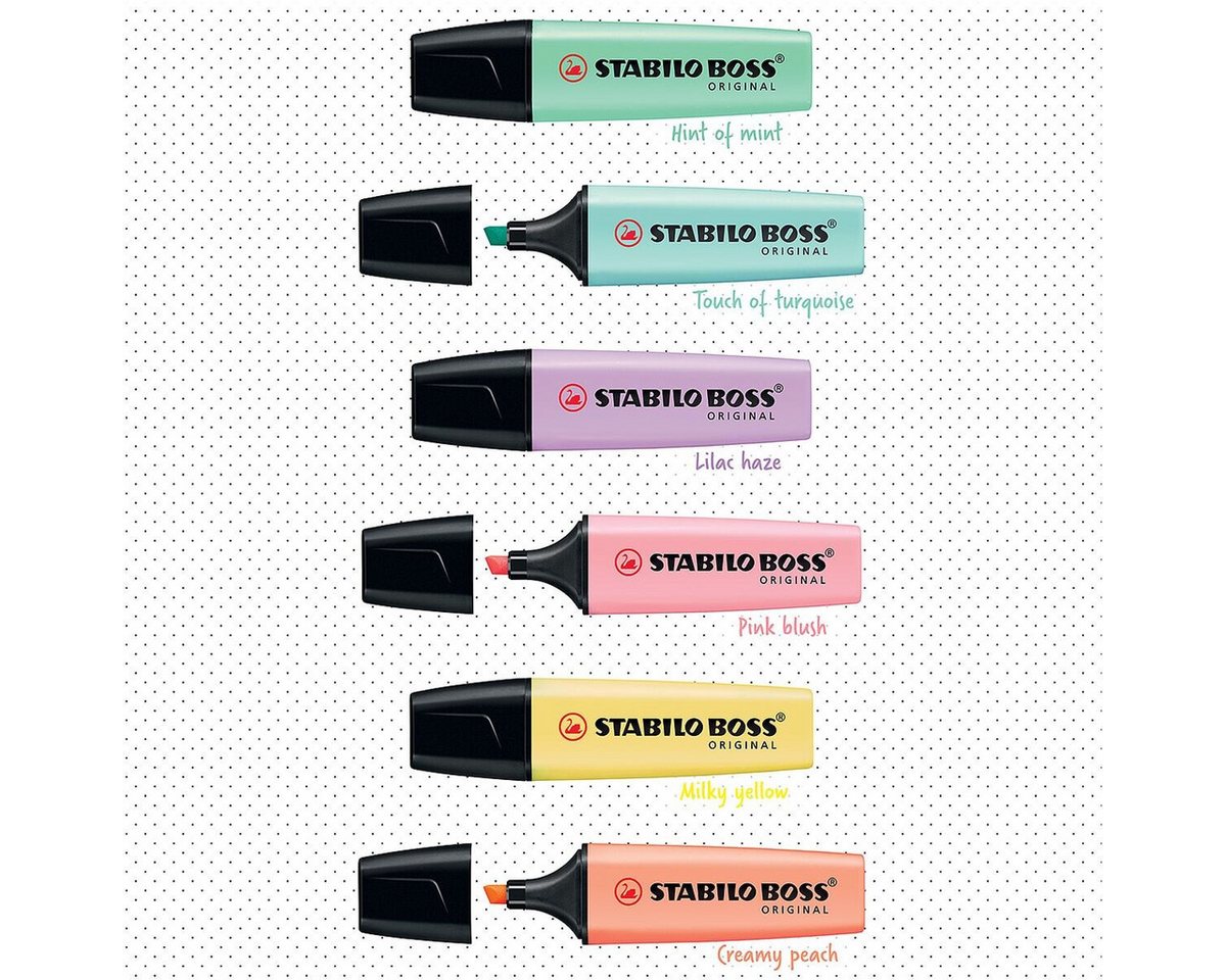 STABILO Marker BOSS® Original Pastell, (6-tlg), Textmarker Pastellfarben – Bild 5 von 5