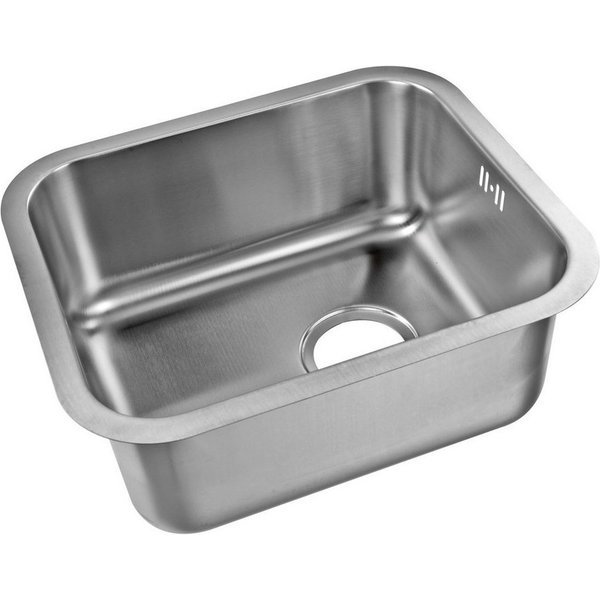 Stabilo Sanitär Einbauspüle Einbauspülbecken Chrom eckig 39 cm aus Edelstahl mit Überlaufschutz, Rechteckig, 45/39 cm, (Komplett-Set, mit komplettem Siphon & Be