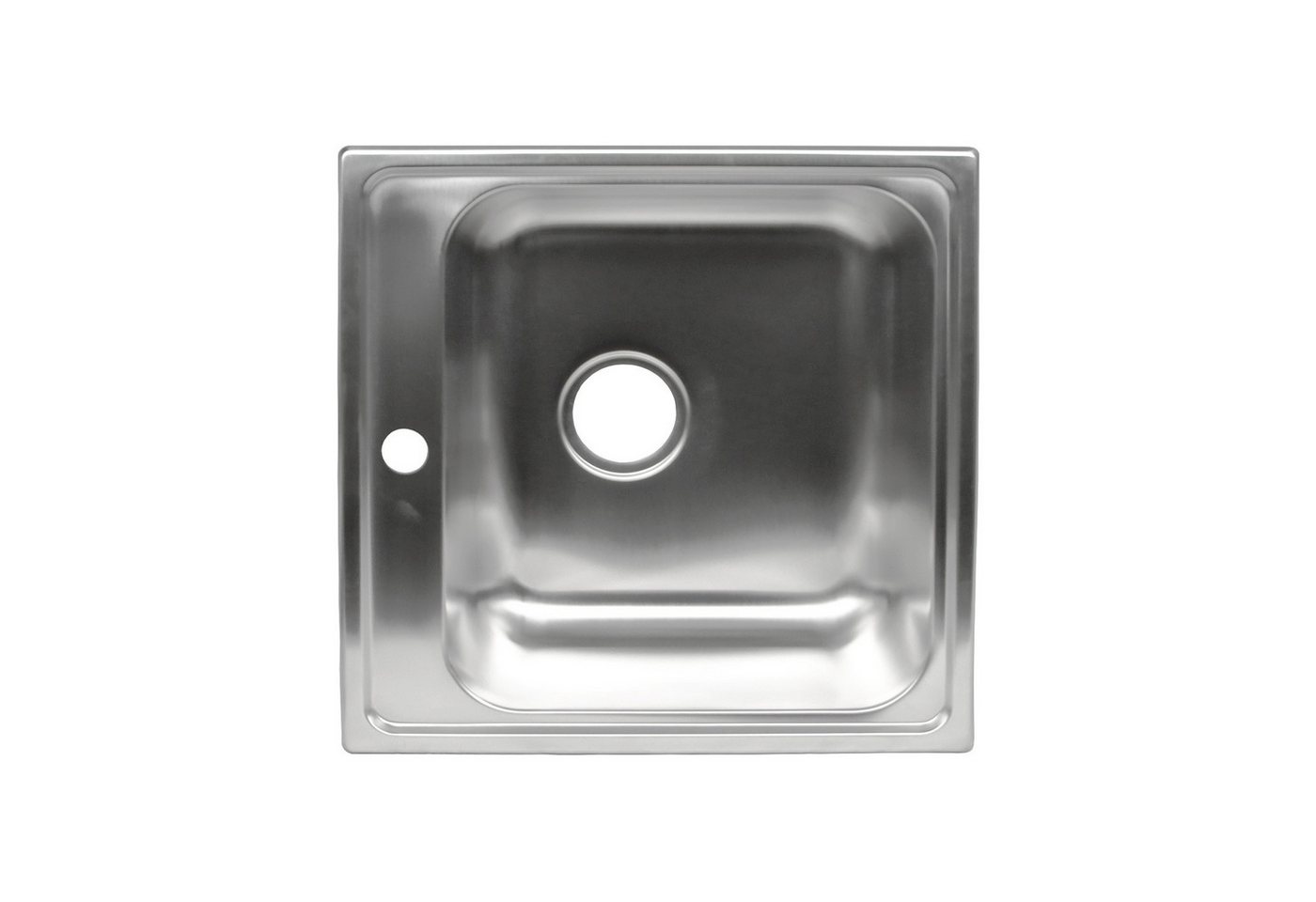 Stabilo Sanitär Einbauspüle Einbauspülbecken Chrom eckig aus Edelstahl mit vorgebohrtem Hahnloch, 50/50 cm, (Komplett-Set, Edelstahl Ablaufsieb mit Hahn-Durchfü – Bild 2 von 5