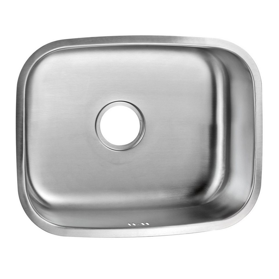 Stabilo Sanitär Einbauspüle Einbauspülbecken Chrom eckig 54 cm aus Edelstahl mit Überlaufschutz, 54/43 cm, (Komplett-Set, mit komplettem Siphon & Befestigungsma – Bild 3 von 5