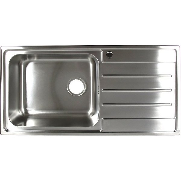 Stabilo Sanitär Einbauspüle Einbauspülbecken Chrom eckig 100 cm Edelstahl mit Abtropffläche rechts, 100/50 cm, (Komplett-Set, komplettem Siphon inkl. Befestigun