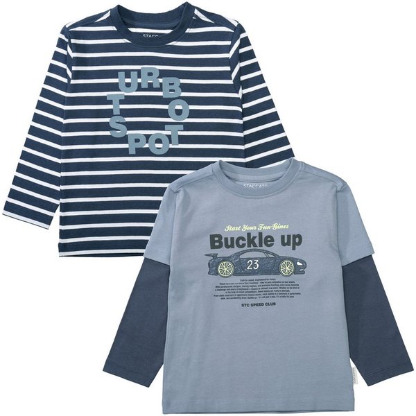 STACCATO Langarmshirt (2-tlg) 2er Pack, geringelt und mit Frontprint, für Boys