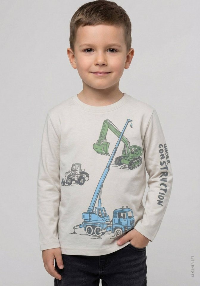 STACCATO Langarmshirt (2-tlg) 2er Pack, mit Kran-Bagger-Motiv, für Boys – Bild 2 von 5