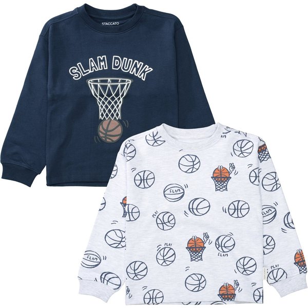 STACCATO Langarmshirt (Packung, 2-tlg) 2er Pack Sweater / Basketball-Motive / für Boys