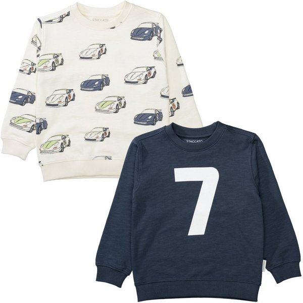 STACCATO Sweatshirt (2-tlg) 2er Pack, Auto-Motive und Zahlenprint für Boys