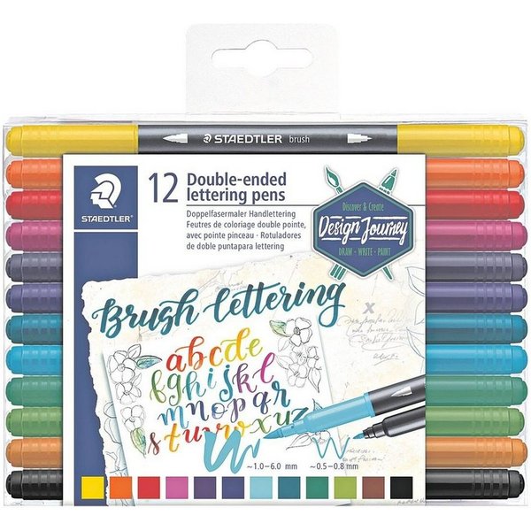 STAEDTLER Filzstift 3004, (12-tlg), mit zwei unterschiedlichen Spitzen